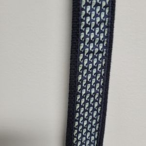 Vineyard Vines Classic Whales Blue‎ Canvas Club Leather Belt Mens Size 34 Brass